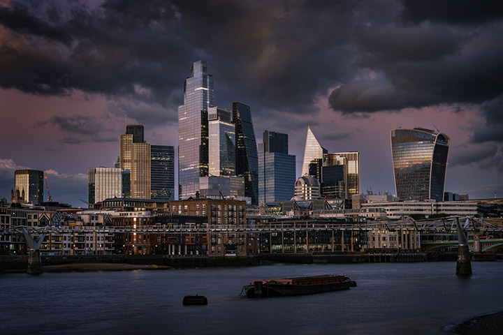 London skyline 2024 dramatic clouds