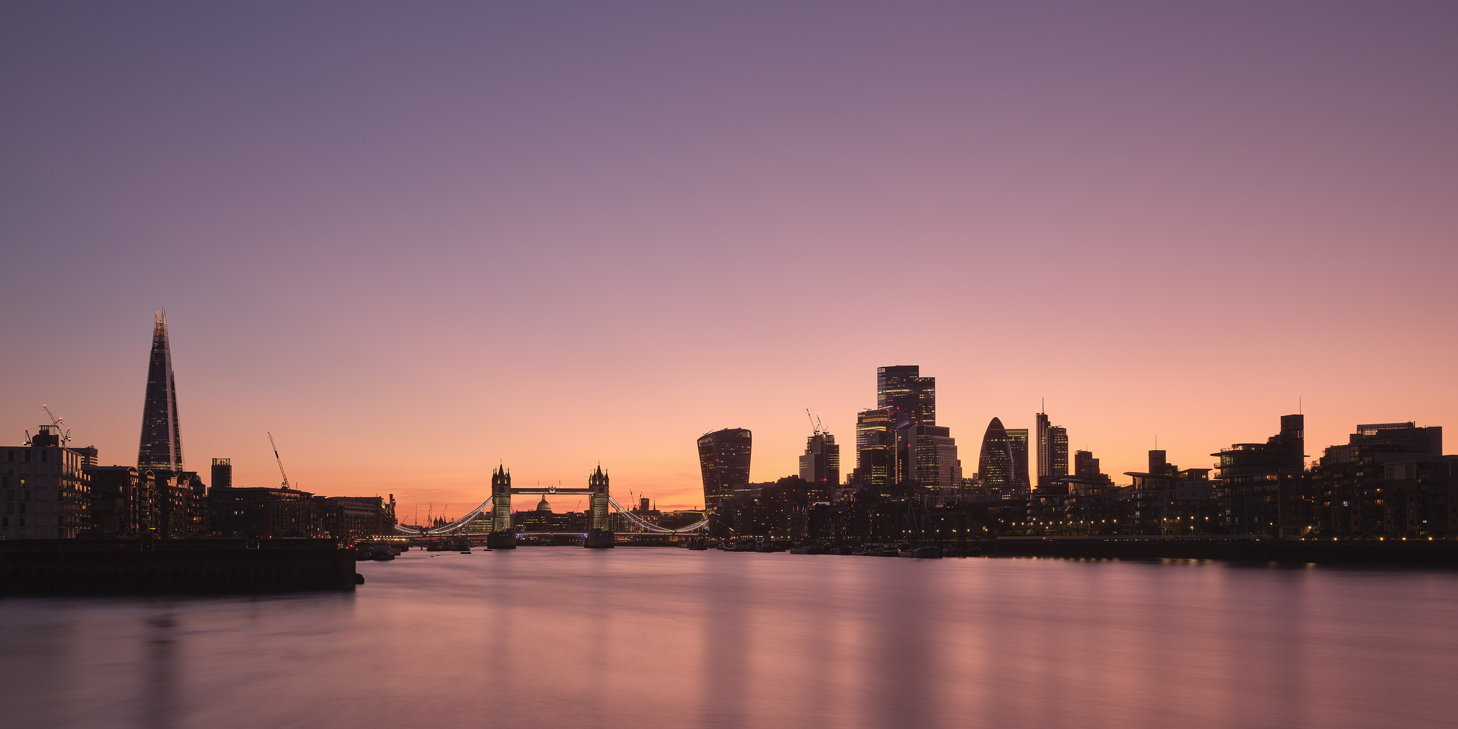 Photograph of London skyline at dusk in summer 2024