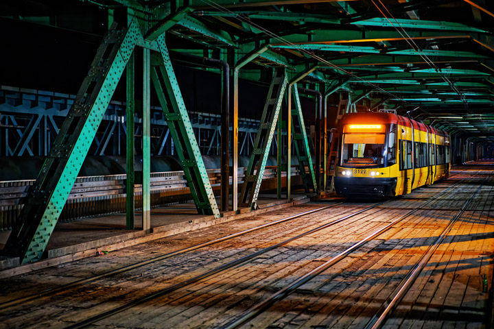 Gdanski Bridge Warsaw Tram