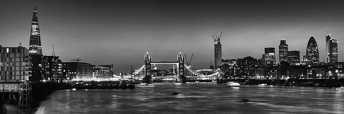 Photo of Tower Bridge and City Skyline 7 | Black and White London Photos