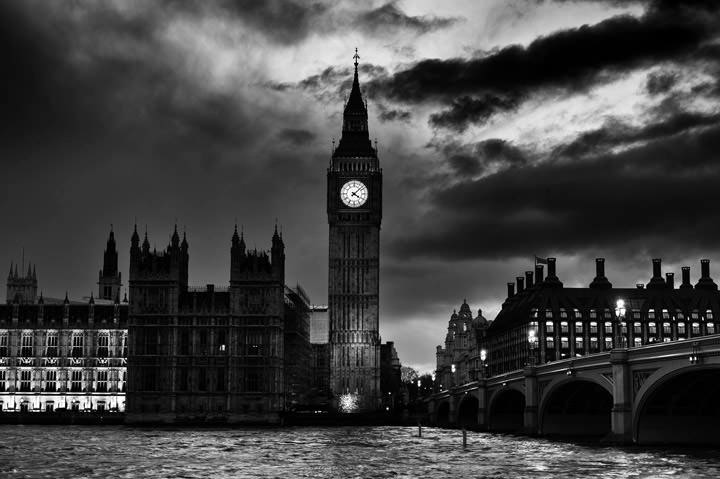 Black and White Photographs of Westminster Bridge in London Bridges